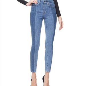 Good American "Good Legs" Two Tone Cropped Jeans
